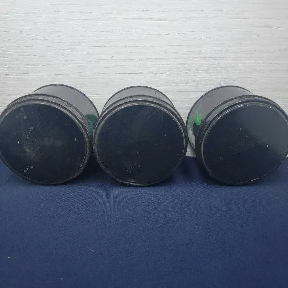 Vintage Black Floral Farmhouse Tin Set 3 Round Storage Canisters Decor